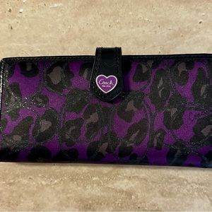 Coach Wallet-Purple/Black Cheetah Print